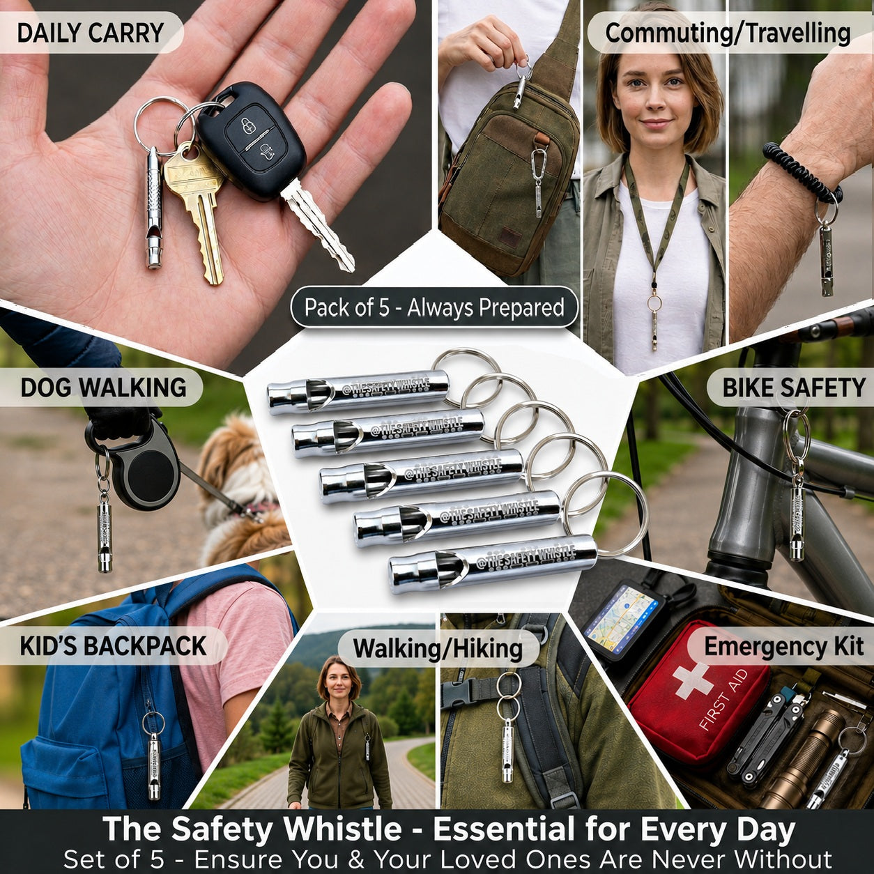 Emergency Safety Whistle Pack (5 Whistles)
